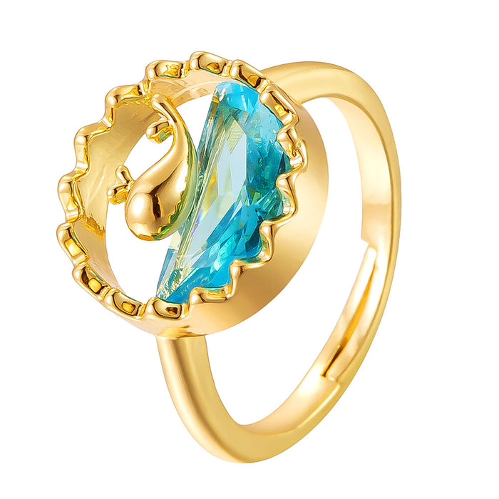 Wholesale copper diamond-encrusted whale ocean-themed rings