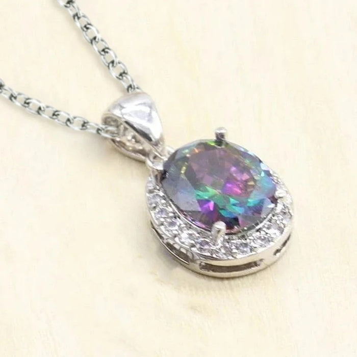 Oval pendant luxury colorful O-shaped necklace for women