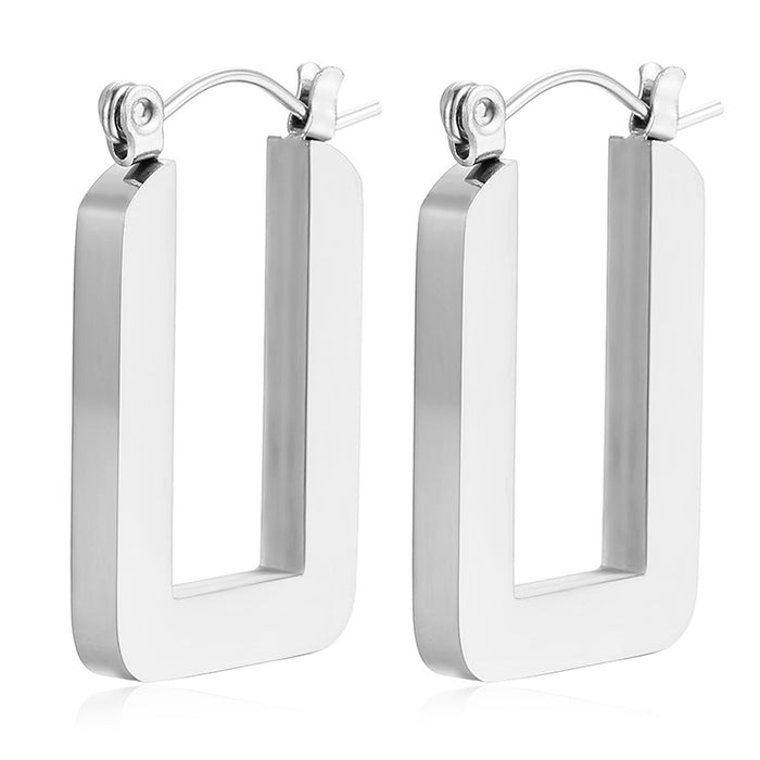 Rectangular retro stainless steel earrings trendy temperament women's titanium steel jewelry