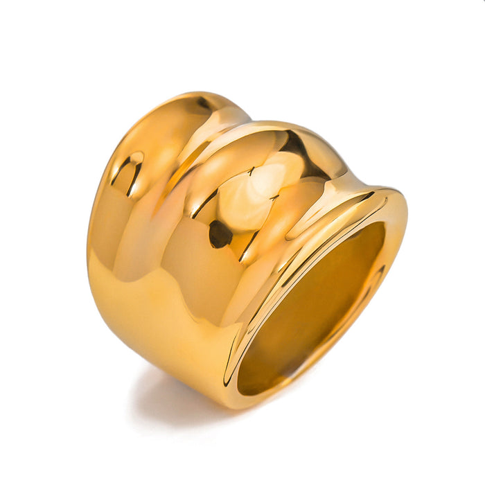 Double Layer 18K Gold Plated Stainless Steel Ring - Modern Design