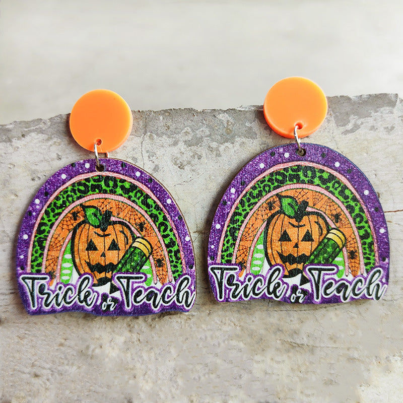 Thanksgiving Halloween Earrings with Teacher Gifts, Rainbow, Pumpkin, and Apple Designs