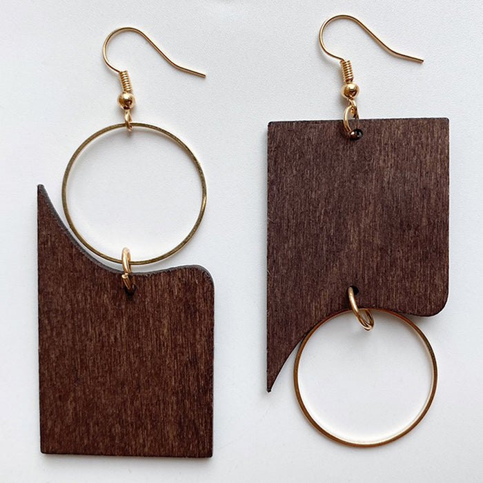 Wooden quadrilateral earrings