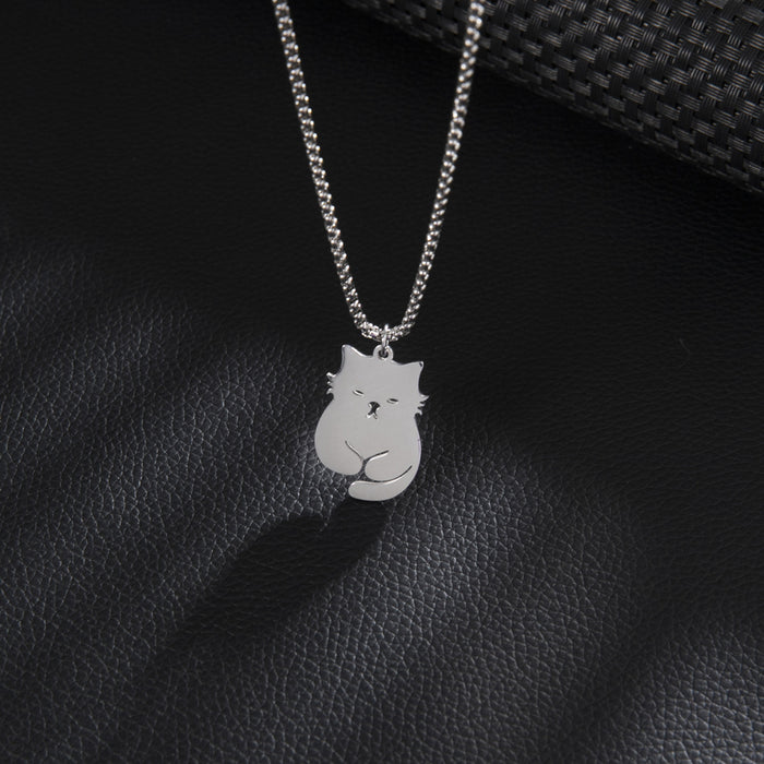 Cat pendant necklace, stainless steel fashion cute animal pet jewelry accessories cross-border wholesale