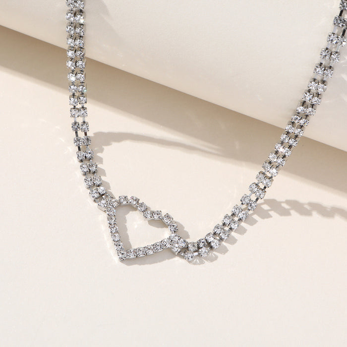 Luxurious Heart Rhinestone Necklace - Unique Statement Choker for Women