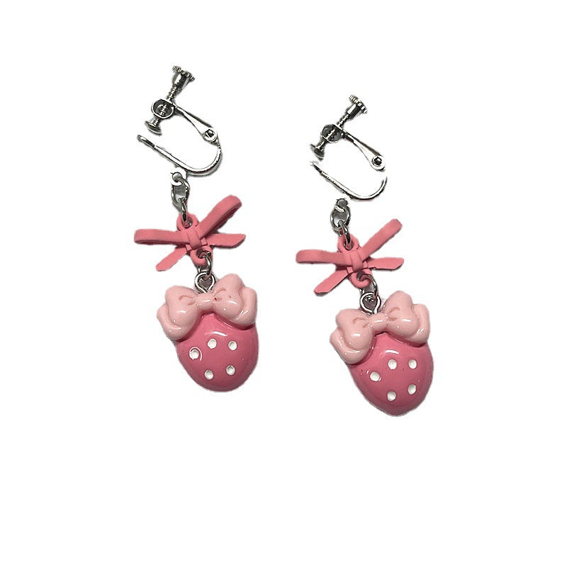 Pendientes de lazo de amor con pintura rosa dulce Pendientes de aguja de plata S925