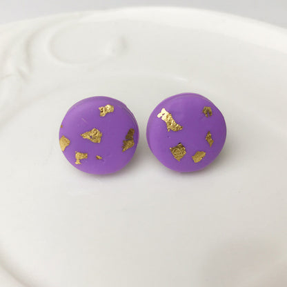 Handmade Soft Clay Earrings with Gold Foil Texture, Trendy and Stylish in a Cute and Minimalist Design