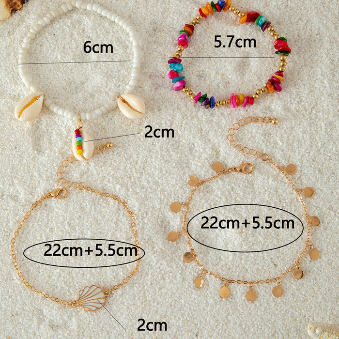 Ethnic Style Multi-Layer Beaded Anklets - Bohemian Shell Foot Jewelry