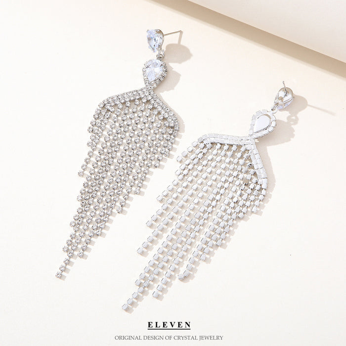 Vintage Rhinestone Tassel Earrings - Creative Statement Jewelry for Women