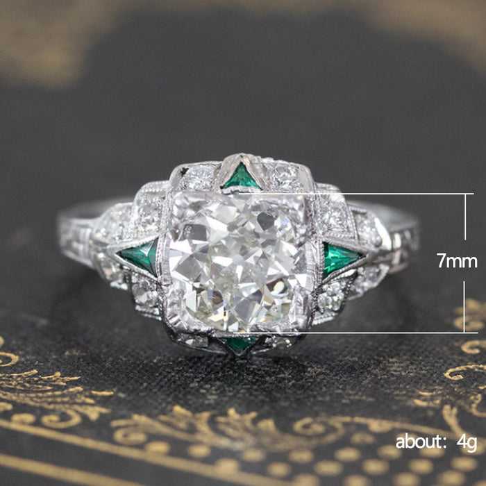 Vintage Emerald Zirconia Ring Wedding Anniversary Jewelry