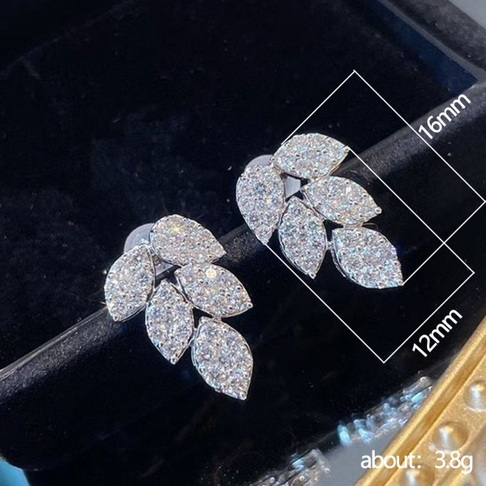 Leaf earrings creative zircon earrings for women