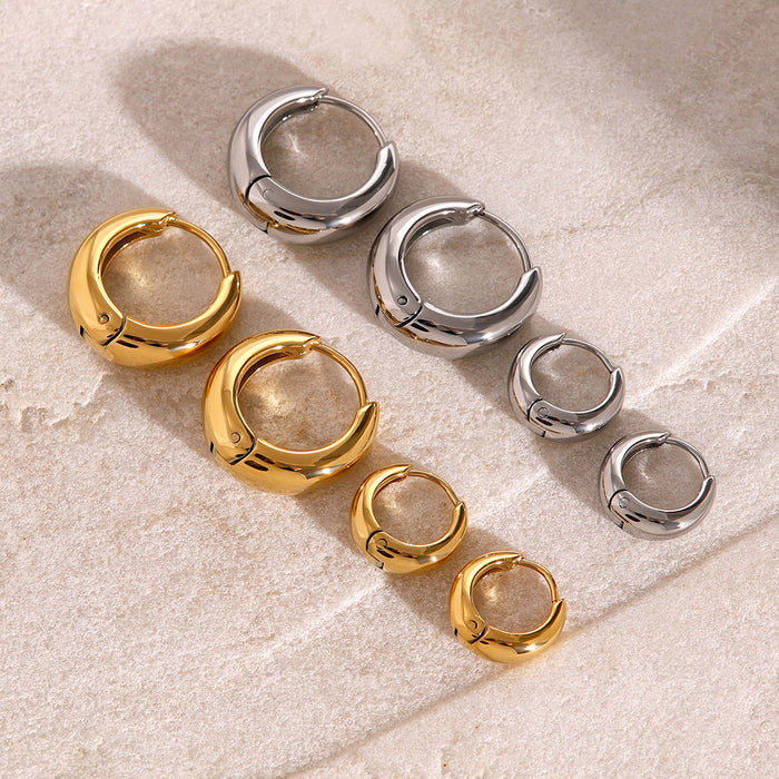 Stainless steel hoop earrings, 18K gold titanium steel earrings