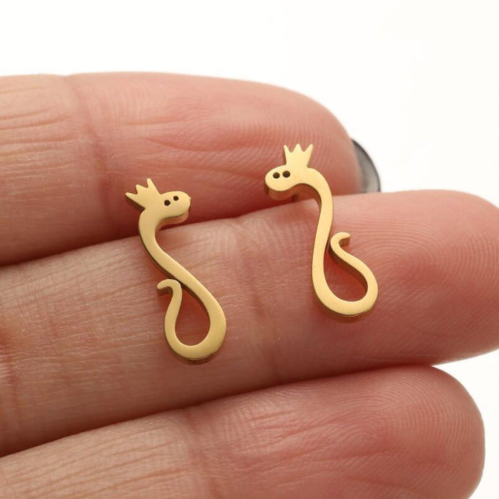 Bear and elk earrings, European and American hip-hop jewelry stainless steel cute small animal series earrings wholesale