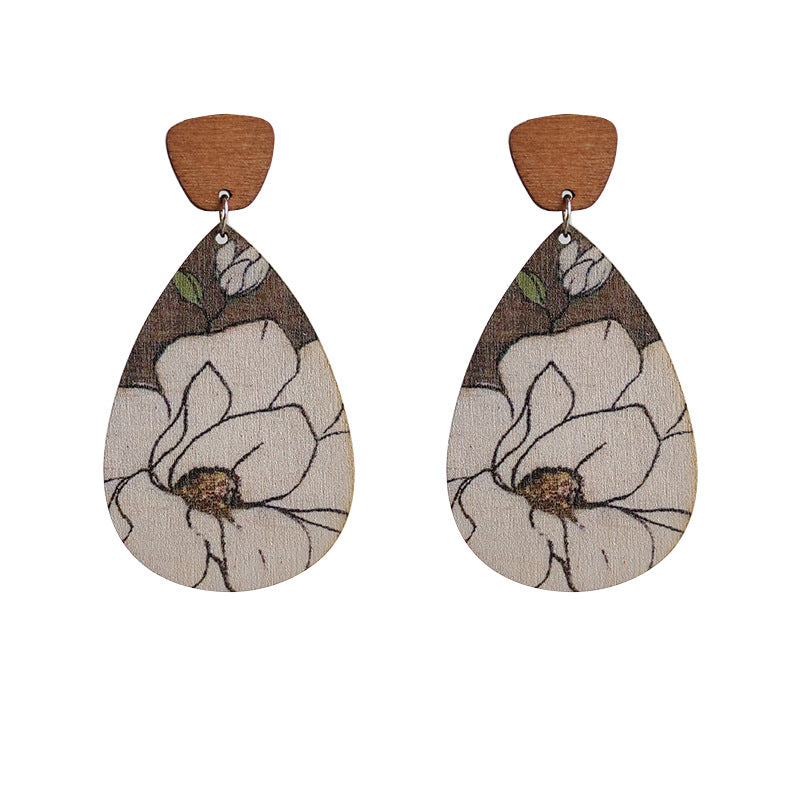 Wooden sunflower earrings - wallojewerly 
