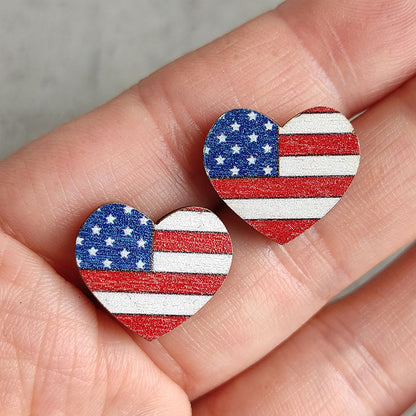 Wooden patriotic Independence Day earrings