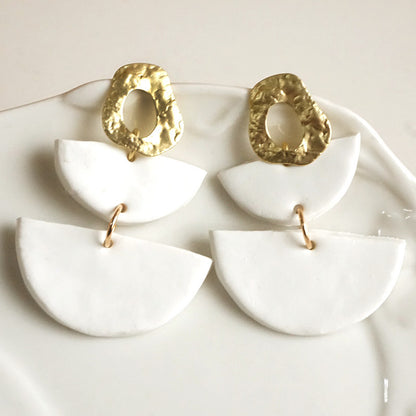 Trendy Geometric Half-Moon Metal Clay Earrings - DIY Inspired Modern Jewelry