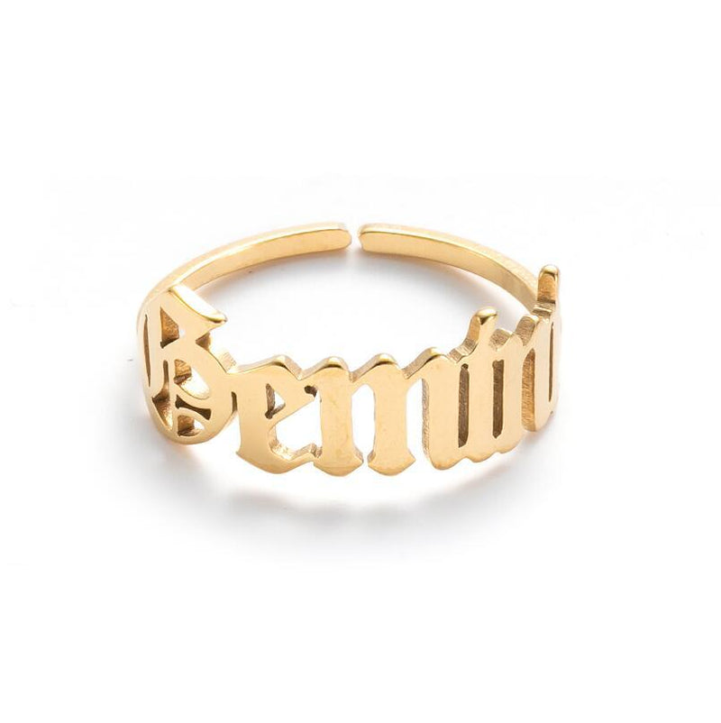 Stainless steel letter ring, European and American retro open ring wholesale