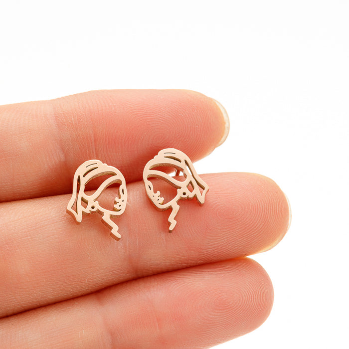 Abstract Face Stainless Steel Stud Earrings - Artistic and Unique Jewelry