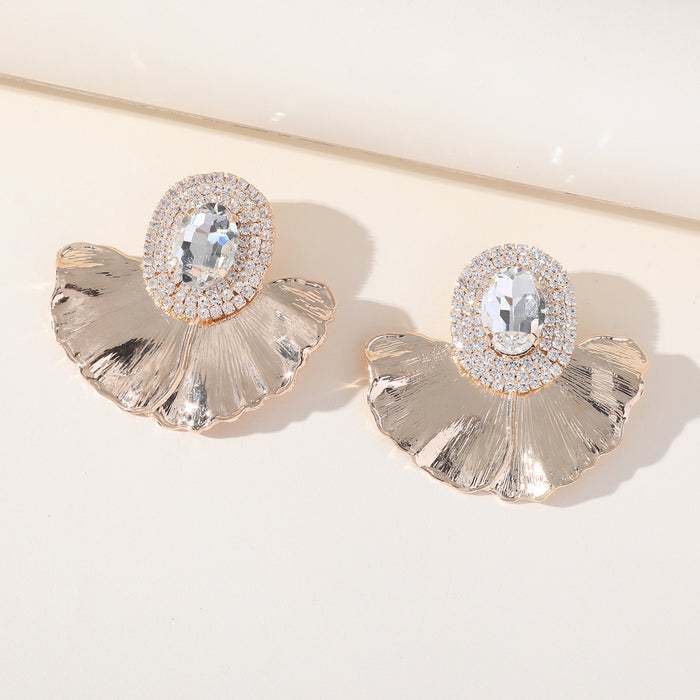 Oval Flower Rhinestone Earrings - Exaggerated Colorful Dangles for a Chic Look