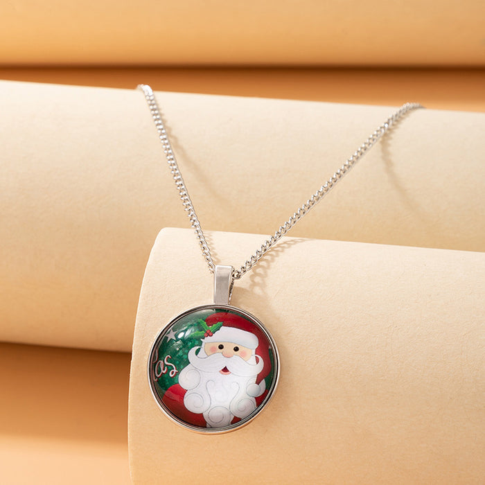 Christmas Snowman Necklace with Santa Claus Single Layer Clavicle Chain