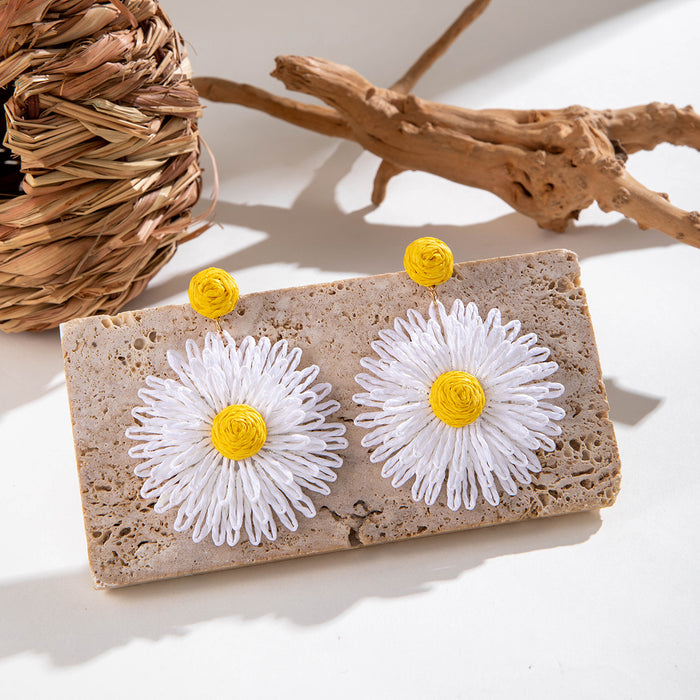 Colorful sunflower earrings Bohemian woven flower earrings