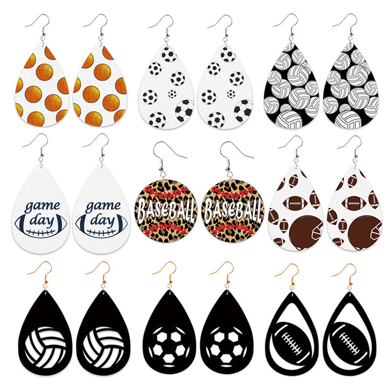 New Football and Leopard Print Earrings with Velvet and Leather Elements