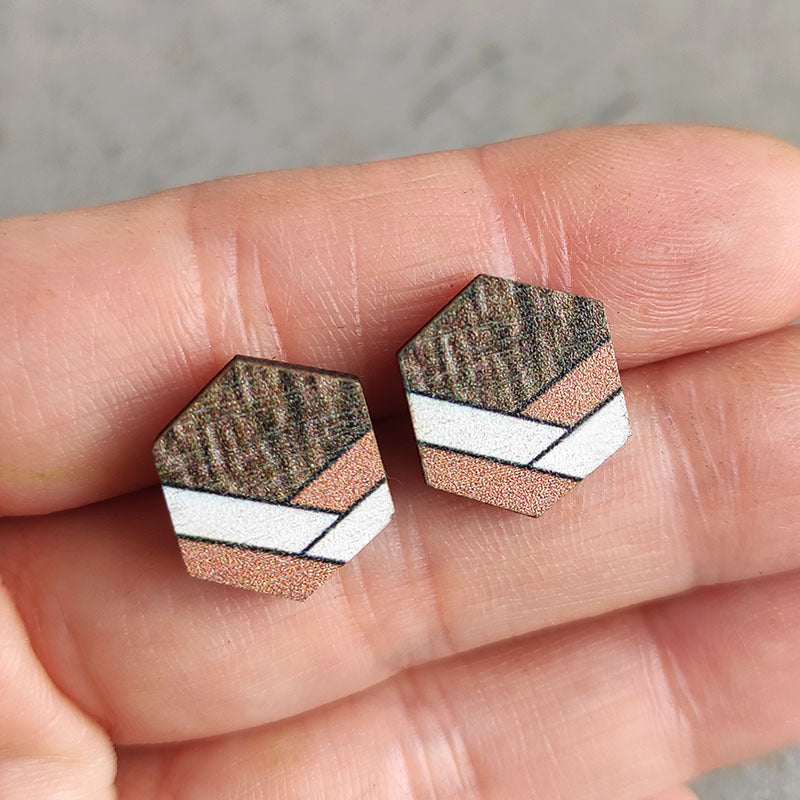 Wooden geometric earrings