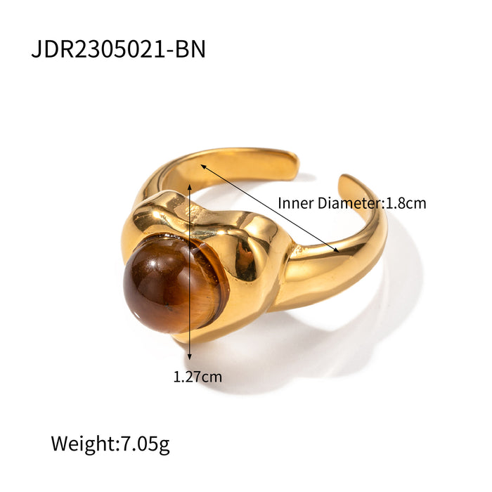 18K Gold Plated Stainless Steel Cross Open Ring - Trendy Women's Jewelry