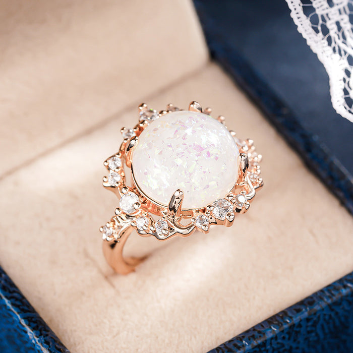 Women's micro-inlaid shiny round ring