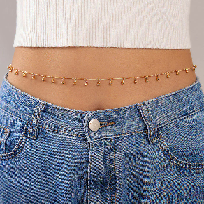 Collar de cintura estilo playa con cadena de hueso de serpiente de una sola capa y cuentas de arroz