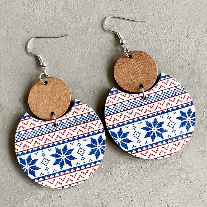 Wooden Christmas Snowflake Earrings