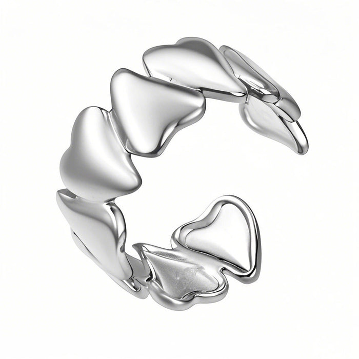Wholesale stainless steel 18K gold-plated heart-shaped spliced open ring