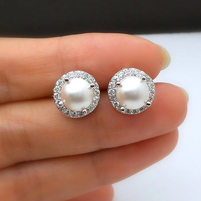 Pendientes de perlas de imitación Pendientes elegantes de perlas de concha francesas