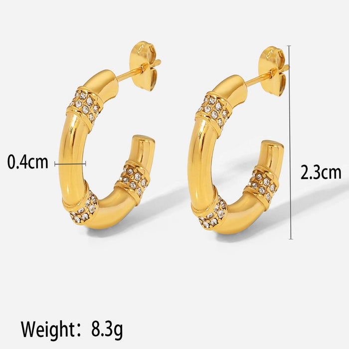 18K gold plated U-shaped stainless steel earrings exquisite earrings