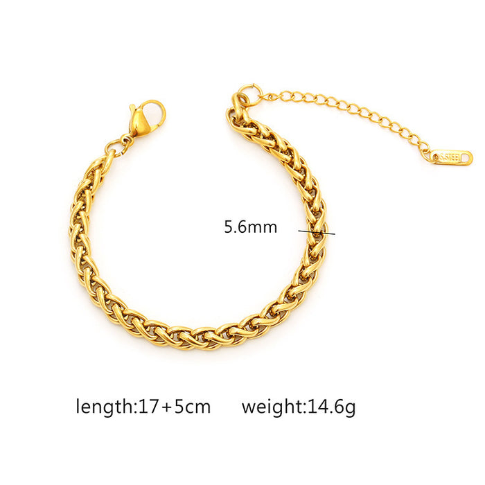 18K Gold Plated Stainless Steel Cuban Chain Women's Titanium Steel Bracelet