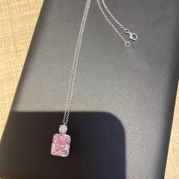 Exquisite peach blossom transfer square pendant necklace