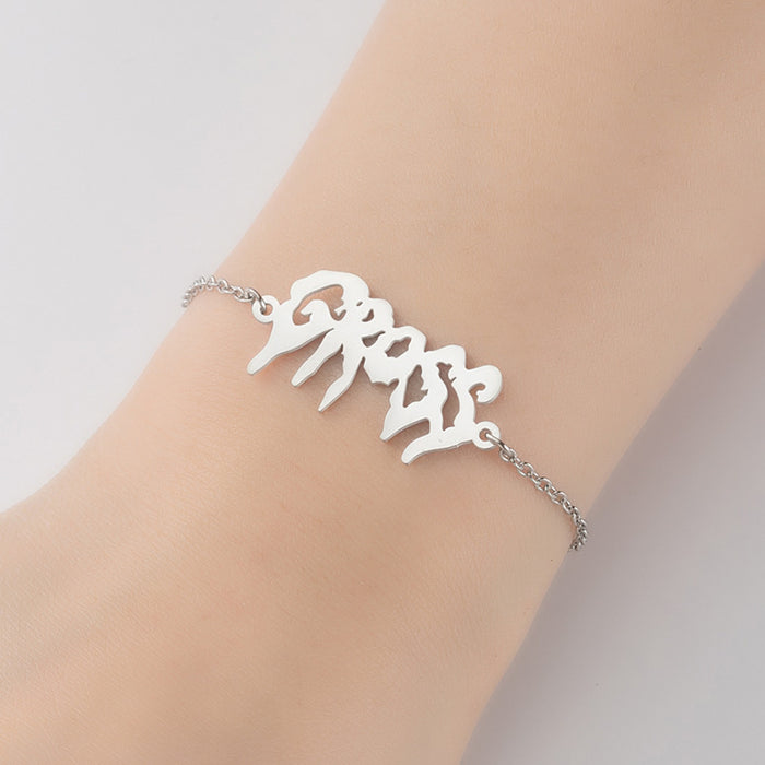 Gothic retro letter bracelet, baby girl angel pendant bracelet wholesale