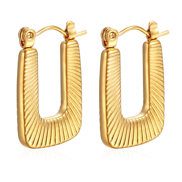 Rectangular Geometric Earrings 18K Gold Stainless Steel Simple Earrings