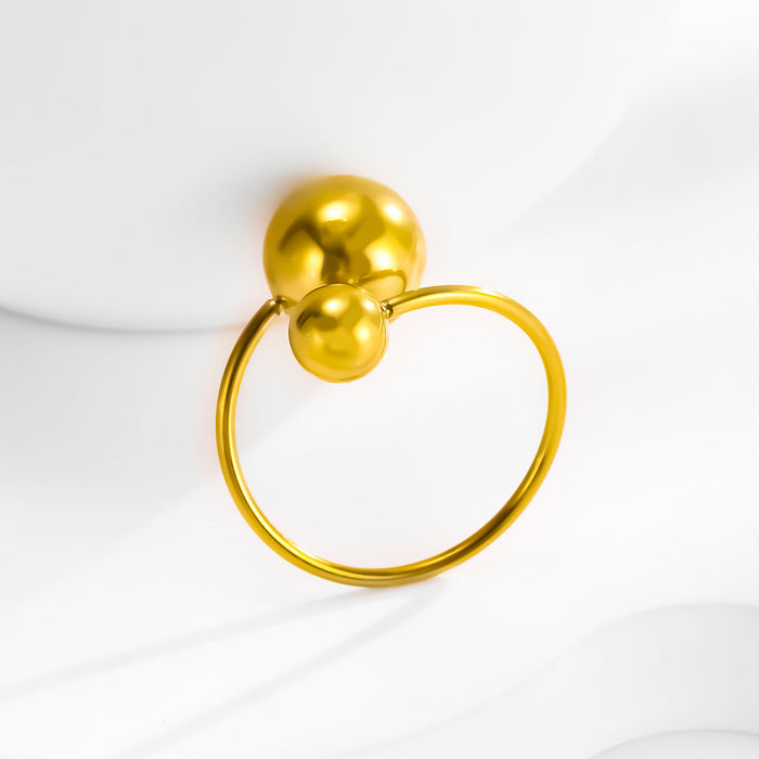 Wholesale titanium steel gold-plated open rings with various sizes of steel beads