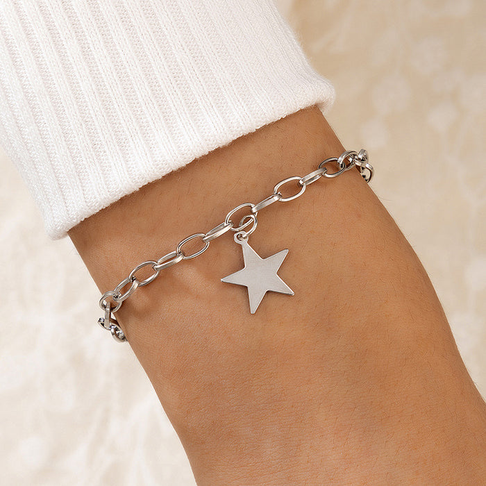 Pulsera de cadena con estrellas sencilla - Pulsera de estrellas plateadas estilo Ins