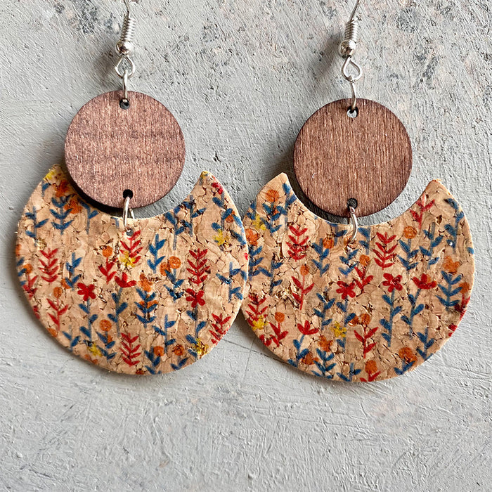 Crescent wooden earrings