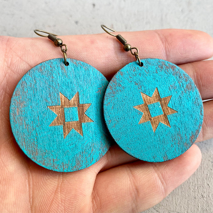 Wooden sun earrings