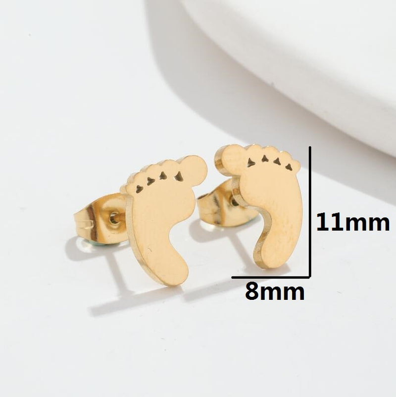 Pendientes de acero inoxidable con forma de huella de bebé: joyas bonitas y emotivas para madres