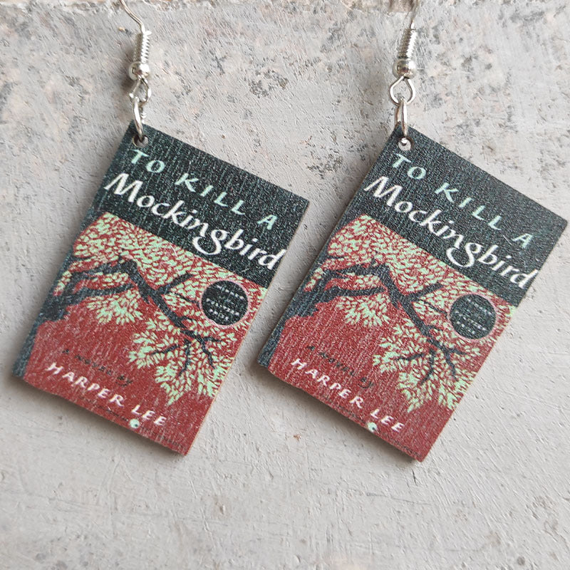 Wooden book earrings