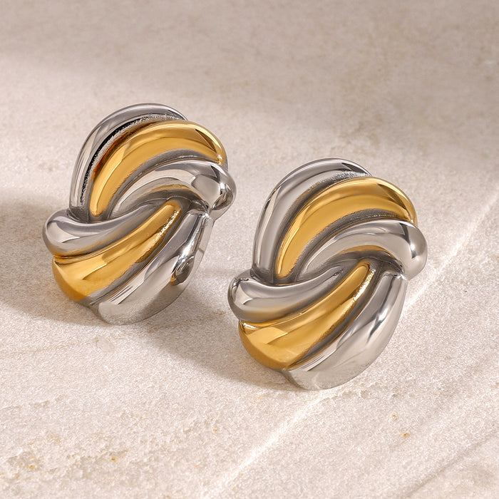 Wave contrasting color earrings, fashionable 18k high-end commuting design