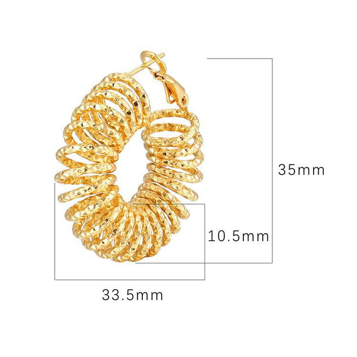 18K gold stainless steel hoop earrings, trendy and exaggerated retro all-match earrings for women