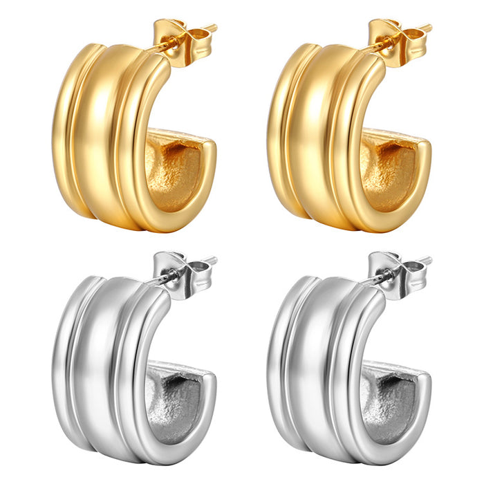 Irregular light luxury earrings, trendy 18K gold-plated stainless steel earrings