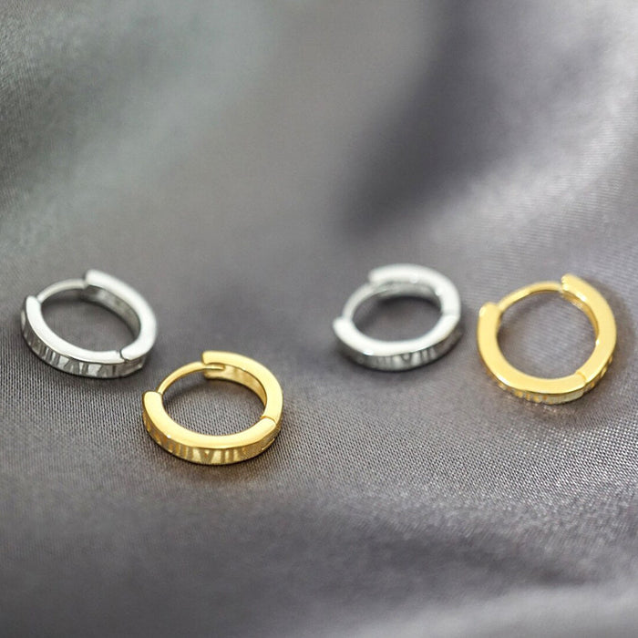 Simple Hollow Roman Numeral Hoop Earrings