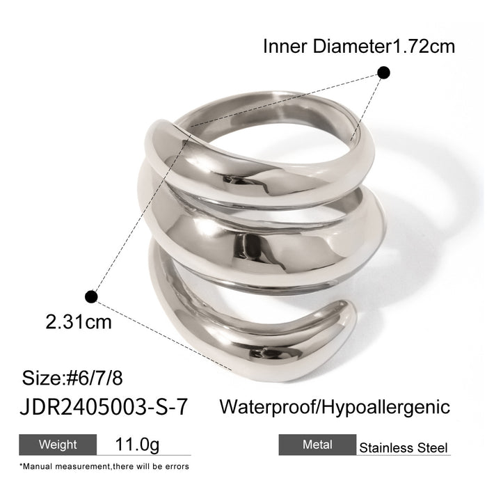 Stainless steel steel color exaggerated open ring