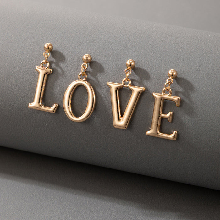 Letter LOVE geometric earrings set