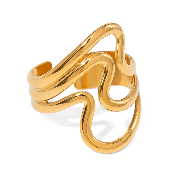 Exquisite 18K Gold Plated Stainless Steel Ring with Braided Detail